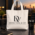 Ivory DV canvas tote with the Diane Veal & Co monogram